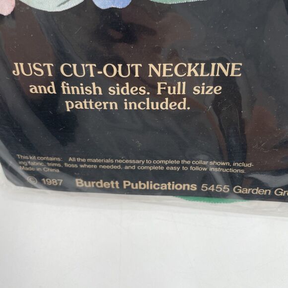 Dale Burdett Designer Collar Kit Pre Finished Applique Floral CO 103 Vtg New - Picture 4 of 5